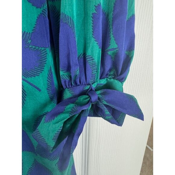 Milly of New York Silk Clemie long sleeve Floral Leaf print dress, size 10 - Picture 3 of 9